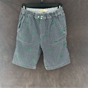 Boden Blue and White Striped Shorts with Embroidered Green Crocs